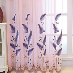 Rideau Transparent Décoratif Brodé De Feuilles Pour Fenêtre, Rideau Sur Mesure Pour Salon