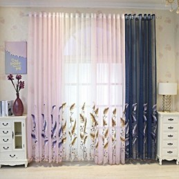 Rideau Transparent Décoratif Brodé De Feuilles Pour Fenêtre, Rideau Sur Mesure Pour Salon