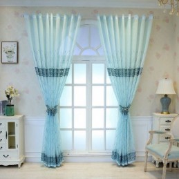 Rideau De Fenêtre De Luxe Transparent Brodé Géométrique En Tulle De Haute Qualité Sur Mesure
