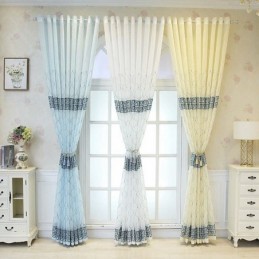 Rideau De Fenêtre De Luxe Transparent Brodé Géométrique En Tulle De Haute Qualité Sur Mesure