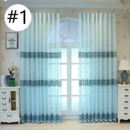 Rideau De Fenêtre De Luxe Transparent Brodé Géométrique En Tulle De Haute Qualité Sur Mesure