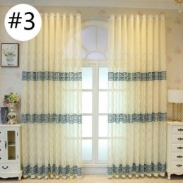 Rideau De Fenêtre De Luxe Transparent Brodé Géométrique En Tulle De Haute Qualité Sur Mesure
