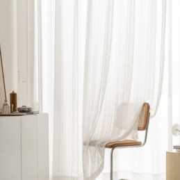 Rideaux En Voile Transparent Brodés Modernes, Rideau En Tulle Rayé, Rideau Sur Mesure Pour Salon