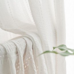 Rideaux En Voile Transparent Brodés Modernes, Rideau En Tulle Rayé, Rideau Sur Mesure Pour Salon