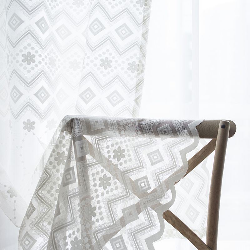 Rideaux Transparents Blancs À Motif Diamant Pour Salon Et Chambre À Coucher