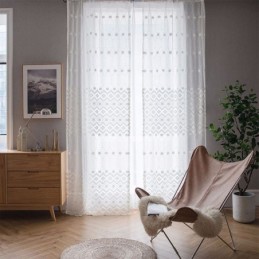 Rideaux Transparents Blancs À Motif Diamant Pour Salon Et Chambre À Coucher
