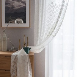 Rideaux Transparents Blancs À Motif Diamant Pour Salon Et Chambre À Coucher