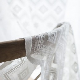 Rideaux Transparents Blancs À Motif Diamant Pour Salon Et Chambre À Coucher