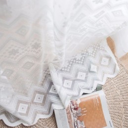 Rideaux Transparents Blancs À Motif Diamant Pour Salon Et Chambre À Coucher