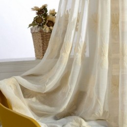 Rideau Transparent En Tulle Brodé De Feuilles De Luxe, Sur Mesure, Pour Salon Et Chambre À Coucher