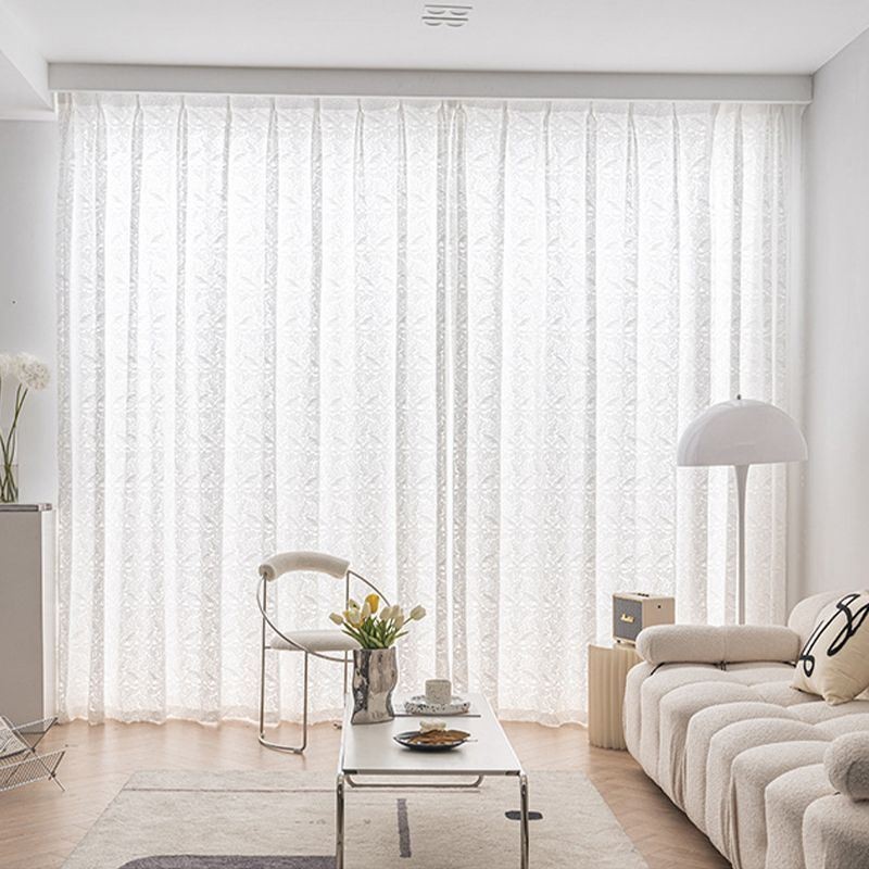 Rideaux En Voile Transparent Blanc Brodés Pour Fenêtre De Chambre