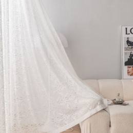 Rideaux En Voile Transparent Blanc Brodés Pour Fenêtre De Chambre