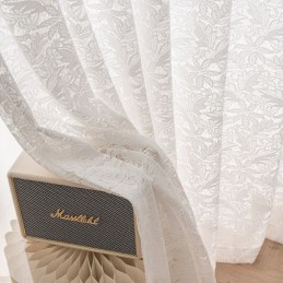 Rideaux En Voile Transparent Blanc Brodés Pour Fenêtre De Chambre