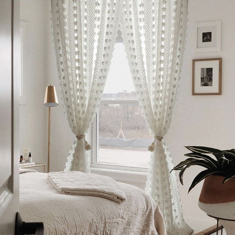 Rideau Transparent En Relief Nordique Sur Mesure En Tulle Pour Salon Et Chambre À Coucher