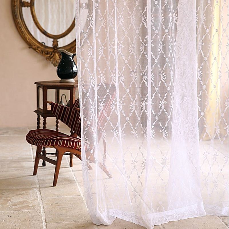 Rideau En Tulle Brodé Sur Mesure, Voile Transparent Européen Pour Salon