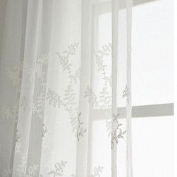 Rideau Transparent Blanc Sur Mesure En Tulle Brodé Pour Salon Et Chambre À Coucher