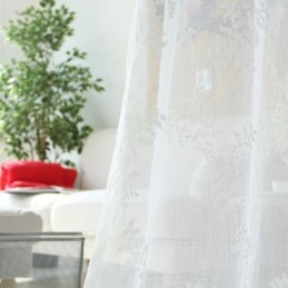 Rideau Transparent Blanc Sur Mesure En Tulle Brodé Pour Salon Et Chambre À Coucher