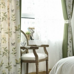 Rideaux En Coton Et Lin À Imprimé Floral Et Coutures Avec Motifs Végétaux Pour Salon