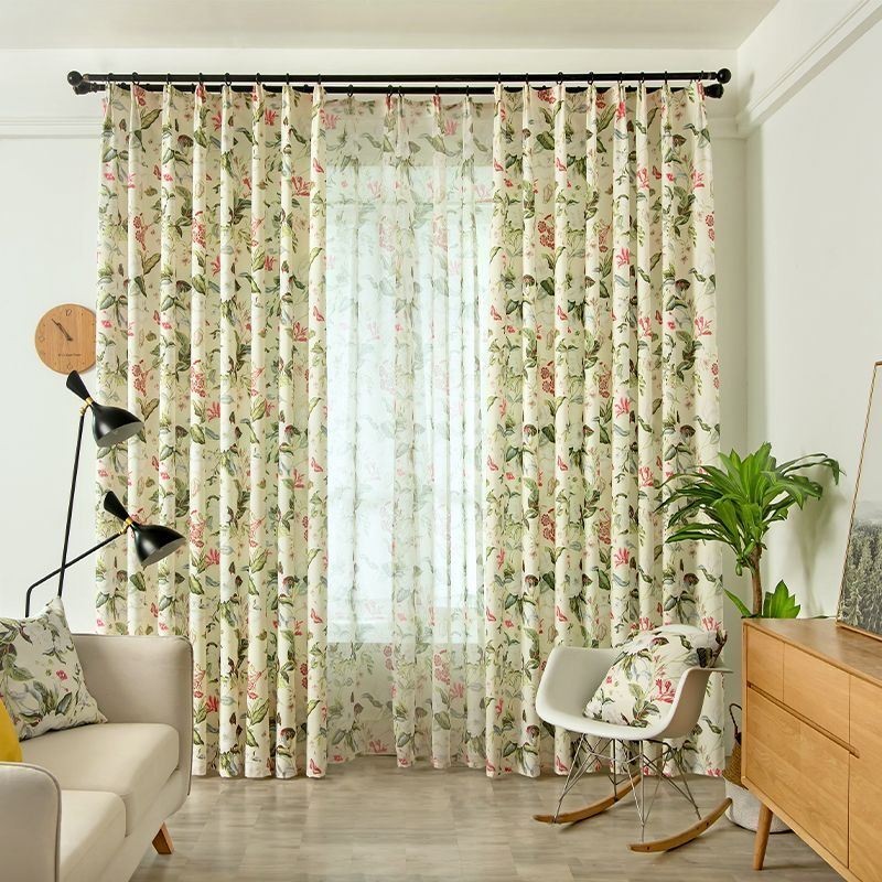 Rideau En Coton Et Lin Sur Mesure, Style Américain, Imprimé Végétal