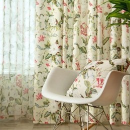 Rideau En Coton Et Lin Sur Mesure, Style Américain, Imprimé Végétal