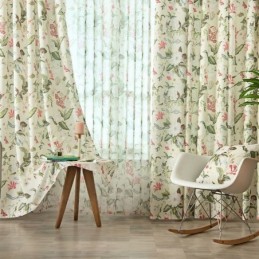 Rideau En Coton Et Lin Sur Mesure, Style Américain, Imprimé Végétal