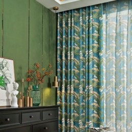 Rideaux En Coton Et Lin De Style Américain Imprimés Feuilles De Bananier