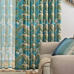 Rideaux En Coton Et Lin De Style Américain Imprimés Feuilles De Bananier