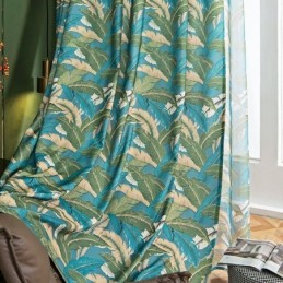 Rideaux En Coton Et Lin De Style Américain Imprimés Feuilles De Bananier