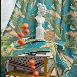 Rideaux En Coton Et Lin De Style Américain Imprimés Feuilles De Bananier