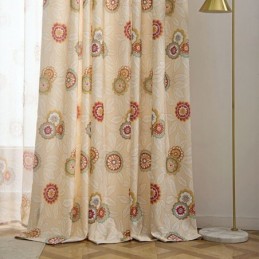 Rideau En Coton Et Lin Sur Mesure, Style Américain, Semi-Occultant, Imprimé Floral