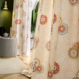 Rideau En Coton Et Lin Sur Mesure, Style Américain, Semi-Occultant, Imprimé Floral
