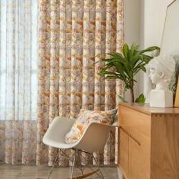 Rideau Semi-Occultant Sur Mesure, Style Américain, Imprimé Végétal
