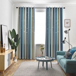 Rideau Occultant Sur Mesure En Forme D'Étoile Creuse Avec Voile Pour Chambre À Coucher