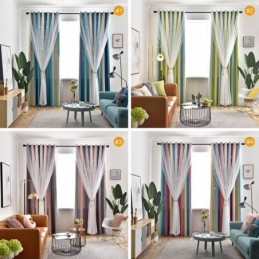 Rideau Occultant Sur Mesure En Forme D'Étoile Creuse Avec Voile Pour Chambre À Coucher
