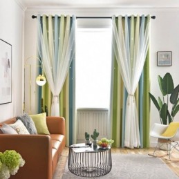 Rideau Occultant Sur Mesure En Forme D'Étoile Creuse Avec Voile Pour Chambre À Coucher