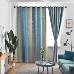 Rideau Occultant Sur Mesure En Forme D'Étoile Creuse Avec Voile Pour Chambre À Coucher