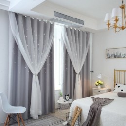 Rideau Occultant Fresh Max Sur Mesure, Motif Étoile Creuse Transparente, Pour Chambre D'Enfant