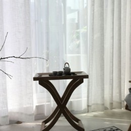 Rideau Transparent Blanc Sur Mesure, Couleur Unie, Pour Salon, Chambre À Coucher
