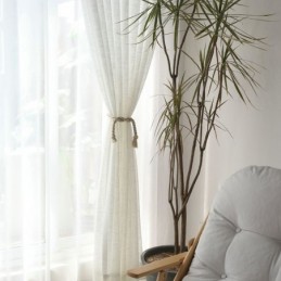Rideau Transparent Blanc Sur Mesure, Couleur Unie, Pour Salon, Chambre À Coucher
