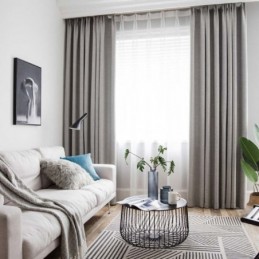 Rideau Occultant Gris Uni Sur Mesure, Tissu Moderne Et Simple Pour Salon Et Chambre À Coucher