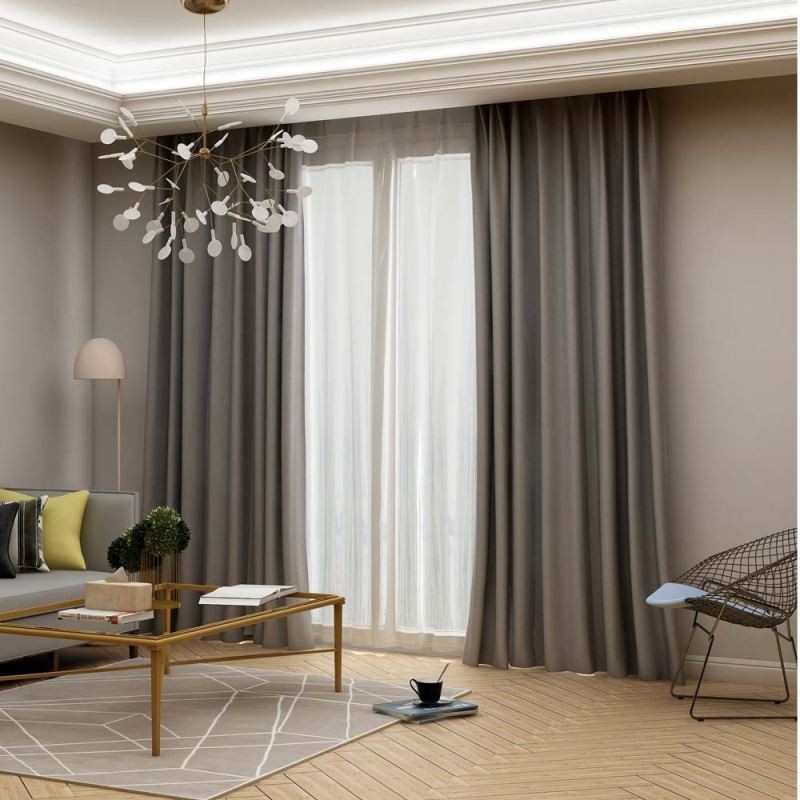 Rideau Occultant Gris Moderne Sur Mesure, Couleur Unie, Imitation Soie, Tissu Pour Salon Et Chambre À Coucher