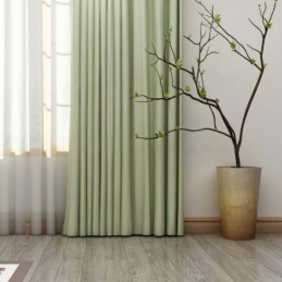 Rideau Vert Clair Uni Sur Mesure, Tissu Occultant Moderne Imitation Soie Pour Salon Et Chambre À Coucher