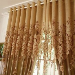 Rideau Transparent Rétro Sur Mesure En Jacquard Pour Salon, Marron