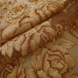 Rideau Transparent Rétro Sur Mesure En Jacquard Pour Salon, Marron