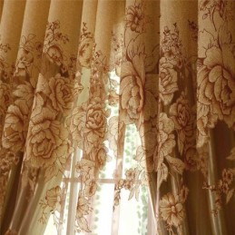 Rideau Transparent Rétro Sur Mesure En Jacquard Pour Salon, Marron