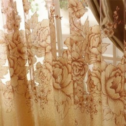 Rideau Transparent Rétro Sur Mesure En Jacquard Pour Salon, Marron