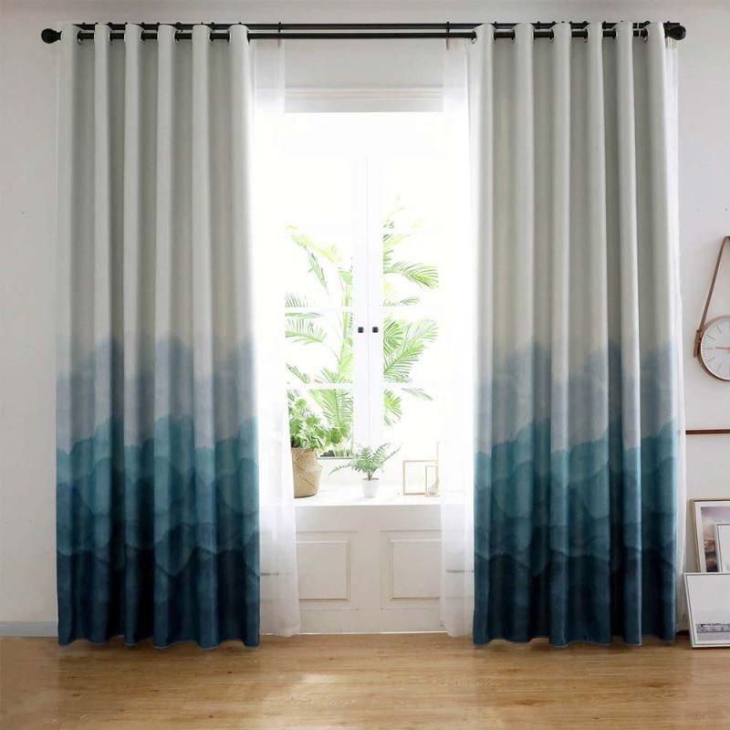Rideau Imprimé Brouillard Bleu Sur Mesure, Rideau Moderne Et Simple, Occultant, Pour Salon, Chambre À Coucher, Tissu Pour Enfants