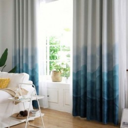 Rideau Imprimé Brouillard Bleu Sur Mesure, Rideau Moderne Et Simple, Occultant, Pour Salon, Chambre À Coucher, Tissu Pour Enfants