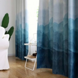 Rideau Imprimé Brouillard Bleu Sur Mesure, Rideau Moderne Et Simple, Occultant, Pour Salon, Chambre À Coucher, Tissu Pour Enfants