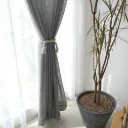 Rideau Transparent Gris Sur Mesure, Voile Respirant De Couleur Unie Pour Salon Et Chambre À Coucher